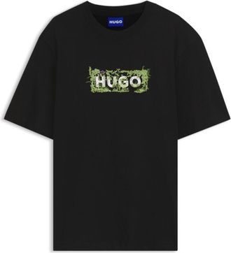 HUGO BOSS Cotton T-shirt with embroidered logo artwork