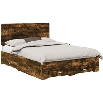 vidaXL Estructura De Cama Con Cabecera Roble Ahumado 140 X 190 Cm Vidaxl