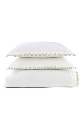 Christy Scallop Edge Luxury Cotton Sateen Duvet Cover Sets in Matcha at Nordstrom, Size King/california King