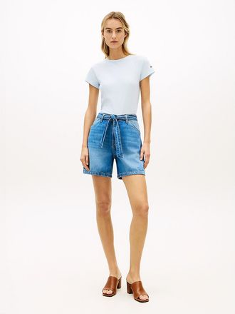 Tommy Hilfiger Womens Belted High-Rise Denim Short - Medium Wash - 0