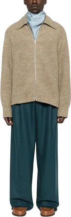 Jil Sander Felted Wool Melange Zip Up - Heren - Jassen - Beige - Maat: L Wol