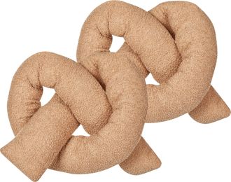 Beliani Conjunto De 2 Cojines Modernos 172 X 14 Cm Tela Afelpada Almohada M&uacute;ltiples Formas Textil Decoraci&oacute;n Accesorios Sala De Estar Dormitorio Marr&oacute;n Claro 