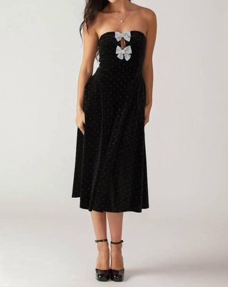 Flying Tomato Embellished Velvet Midi Dress In Black
