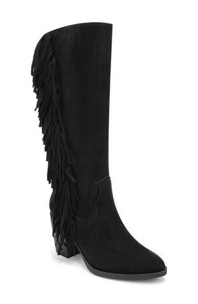 Blowfish Criss 2 Fringe Knee High Boot in Black Faux Leather at Nordstrom Rack, Size 9.5