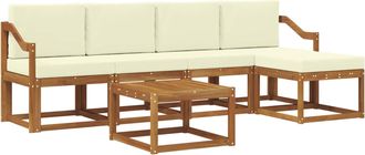 vidaXL Conjunto De Sof&aacute;s De Exterior 6 Uds. Natural Y Crema Vidaxl