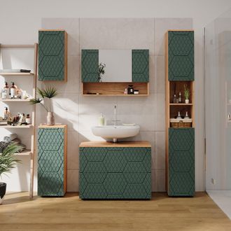 Vicco Conjunto De Muebles De Ba&ntilde;o Irma, Verde, 5 Partes, Vicco