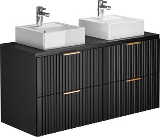 Vente-Unique Mueble de baño suspendido con lavabo - Negro - L120 cm - ZEVARA