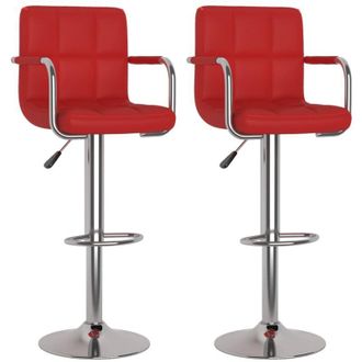 vidaXL Taburetes De Cocina 2 Unidades Cuero Sint&eacute;tico Rojo Vino Tinto Vidaxl