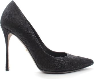 Sergio Rossi Snakeskin Effect Suede Point Toe Heeled Pumps Size 36.5