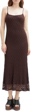 Bardot Adoni Floral Embroidered Mesh Slipdress in Dark Choco at Nordstrom, Size 12