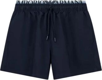 Emporio Armani Zwemshorts met logoband - Heren - Strandmode - Blauw - S - Polyester - Badmode