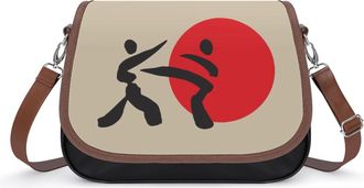 Generic Karate Logo Crossbody Bags for Women Fashion Leather Shoulder Handbags With Adjustable Strap
