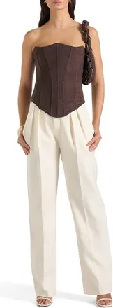 Mani&egrave;re De Voir Scarlett Suede Lace Up Corset in Brown at Nordstrom, Size X-Small