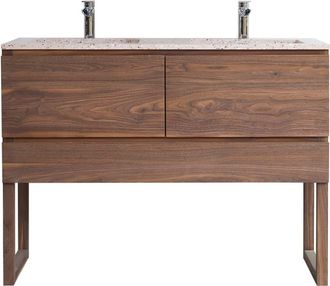 Tikamoon Mueble de baño de nogal macizo y terrazo prémium de 120 cm