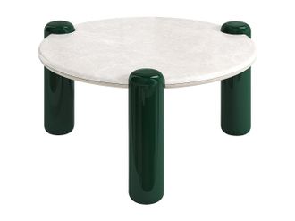 Vente-Unique Mesa de centro de m&aacute;rmol y MDF - Beige y verde - NARODI