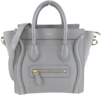 Celine Pre-owned Luggage Nano Shopper Calf Handbag - Dames - Vintage Handtas - Grijs - ONE Size - Leer - Vintage