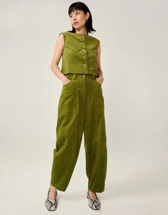 Omnes Womens Kai Cord Trouser in Moss Green - Tan - Size: 16