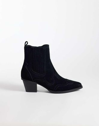 Asos stivaletti western Chelsea con tacco cubano neri-Nero