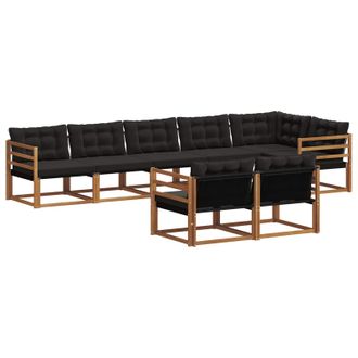 vidaXL Conjunto De Sof&aacute;s De Exterior Con Coj&iacute;n 8 Pcs Natural Y Negro Vidaxl
