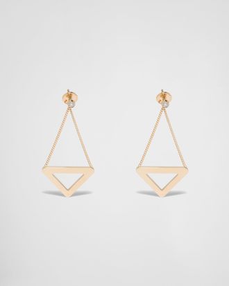 Prada Eternal Gold cut-out drop earrings in yellow gold with diamonds
