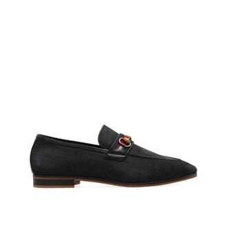 Gucci Black Fabric Slip-On Mens Loafers
