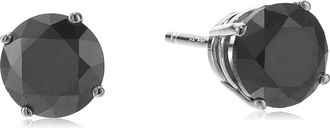 Vir Jewels 1.50 cttw Black Diamond Stud Earrings 14K White Gold Round Push Backs 4 Prong Basket