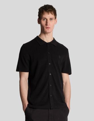 Lyle & Scott Lyle And Scott Mens Blend Knitted Polo Shirt - Black - Size: 38