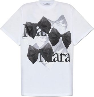 Max Mara Tops, Dames, Wit, S, Katoen, T-shirt met Sequoia-print