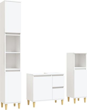 vidaXL Set De Muebles De Ba&ntilde;o 3 Piezas Madera Contrachapada Blanco Vidaxl