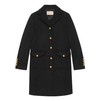 Gucci (WMNS) Gucci Wool Coat With Double G Black 494500-ZHW03-1000