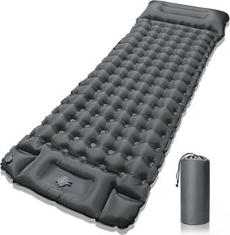 No Brand Colchoneta Hinchable Para Camping Con Bomba De Pie Y Almohada Incorporada - 195x70cm, Colch&oacute;n De Aire Impermeable Para Camping Y Viajes