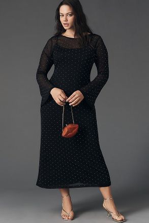 Never Fully Dressed Long-Sleeve Mesh Midi Dress