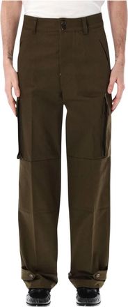 Valentino Garavani Cargo Broek van Katoenen Gabardine - Heren - Straight fit broeken - Groen - L - Katoen - Broeken