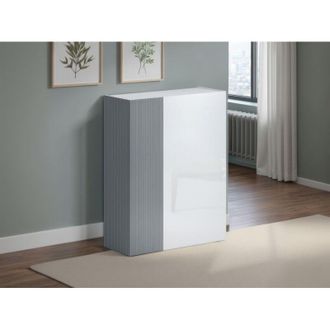 Dmora Zapatero Caresan, Mueble Para 20 Pares, 5 Estantes Made In Italy, 6 Compartimientos, 87x34x115h Cm Blanco Brillante