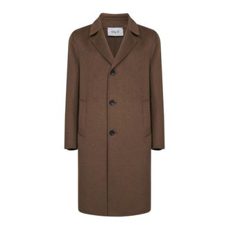 D4.0 Jas met reverskraag en drie knopen - Heren - Mantel - Bruin - 2XL - Wol - Jassen