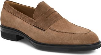Bruno Magli Quarrata Apron Toe Penny Loafer in Tobacco Suede at Nordstrom, Size 7.5