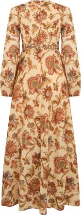 Zimmermann Womens Maxi Dress Cream Jacobean Linen