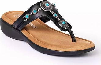 Minnetonka Womens Brecca Sandal In Black Metallic