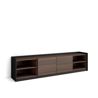 Skraut Home Skraut Home - Mueble Tv, Televisi&oacute;n, Muebles De Sal&oacute;n, Almacenaje, 207x50x37 Cm, Para Tv Hasta 80, Con Almacenamiento, Estilo Moderno, Roble Oscuro Y 