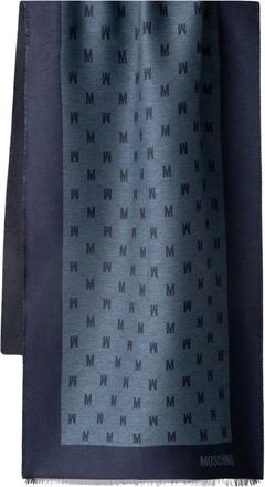 Moschino Bufanda de Jacquard con Monograma - Accessories - Mujer - Azul - ONE SIZE