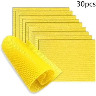 OEM L&aacute;minas De Cera De Abeja Para Velas Artesanales - Amarillas, Paquete De 30 L&aacute;minas Naturales, 20 &times; 20 Cm, Ideales Para La Elaboraci&oacute;n De Velas Caseras