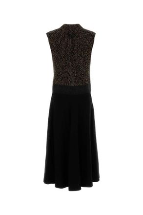 Prada Womens Two-Tone Wool Blend Dress Nero Eawv-Wswv Abiti