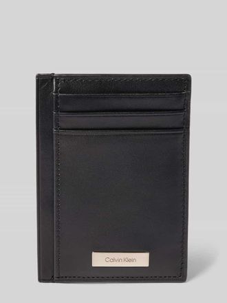 Calvin Klein Kartenetui aus Leder mit Label-Applikation Modell PLAQUE in Black, Größe 1