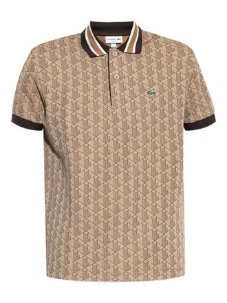 Lacoste geometric-pattern polo shirt - Brown