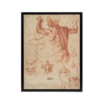 Artery8 Michelangelo Studies For The Libyan Framed Canvas Wall Art Print in Beige | Size: W24 x H32