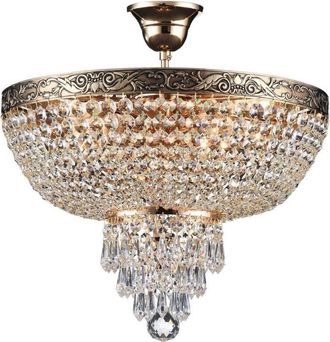 Maytoni Palace Plaf&oacute;n Semi Empotrado Oro Antiguo & Cristal, 5 Luces, E27