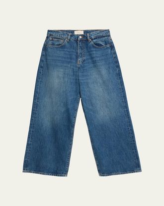 Jeanerica Mens Dark Blue Wide-Leg Denim Jeans