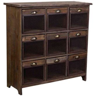 Wanderlust Deco C&oacute;moda de madera con 9 cajones marr&oacute;n 94.5x35x94.5h cm
