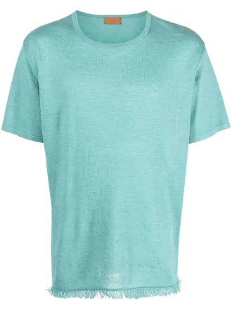 Alanui fine-knit linen T-shirt - men - Linen/Flax - L - Blue