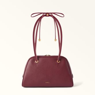 Furla Poppy Borsa A Mano M Red Apple Rosso Pelle Pieno Fiore Diamond + Pelle Di Vitello Sidney Donna